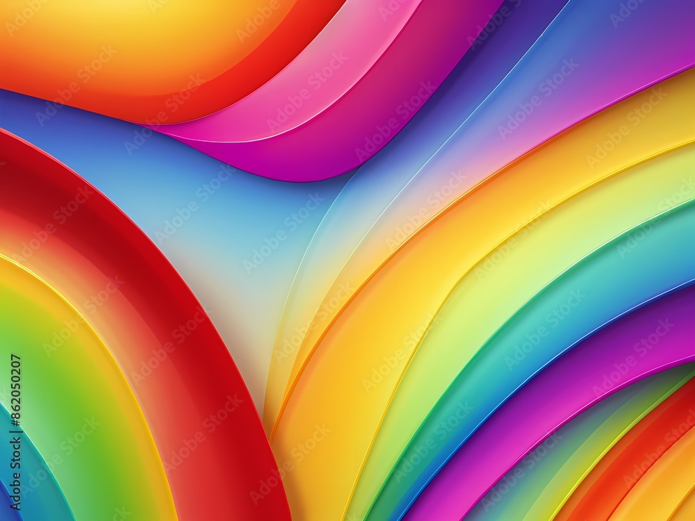 Poster abstract background illustration of colorful shiny wavy lines resembling a rainbow curve