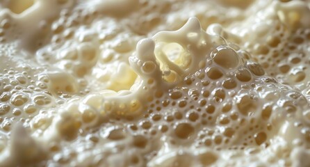 Fototapeta premium Close Up of Milk Splashing and Forming Bubbles