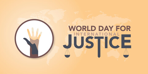 World day for international Justice is a day celebrated throughout the globe on July 17 as part of an effort to recognize the emerging system of international criminal justice. Vector illustration.