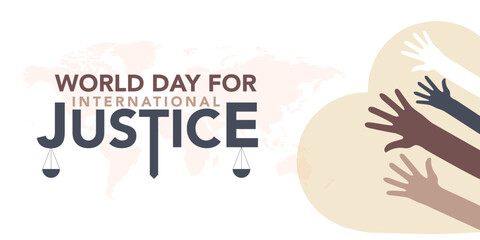 World day for international Justice is a day celebrated throughout the globe on July 17 as part of an effort to recognize the emerging system of international criminal justice. Vector illustration.