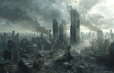 A Desolate Cityscape in the Aftermath of a Catastrophe