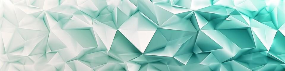 Obraz premium Abstract background with light teal and white triangles, white triangle in the middle of the composition, geometric design, vector illustration, flat design, simple shapes