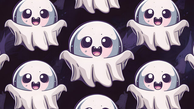 halloween seamless pattern with ghosts