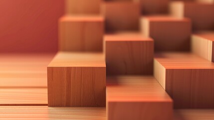 Icon of wooden blocks with space for text Concept of gradual progress and journey