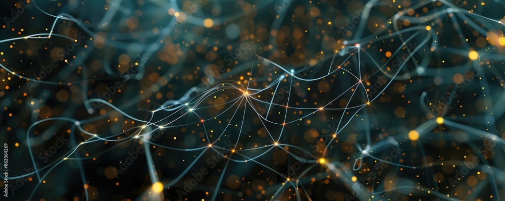 Poster abstract digital backdrop with glowing lines and bokeh lights for modern tech and futuristic designs