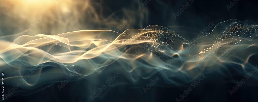 Poster abstract digital backdrop with flowing light waves and particles for modern design projects