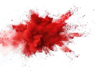 Red powder explosion on white background