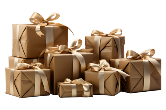 2024 next to New Year gifts Isolated on transparent background