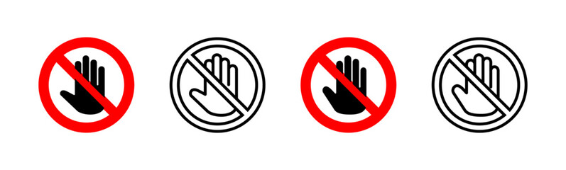 Stop icon set. stop road sign. hand stop icon vector