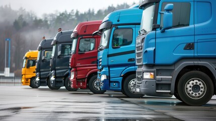 Fototapeta premium European Truck Fleet . Transportation and Logistics