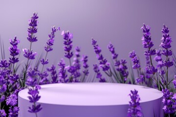 Naklejka premium White Pedestal Amidst Purple Flowers