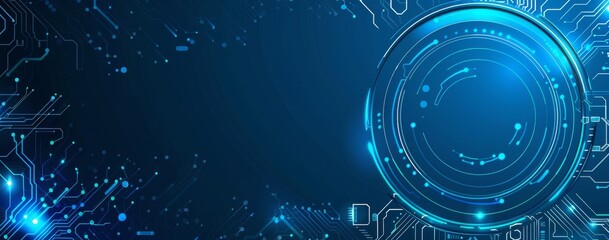 Obraz premium Blue background with digital circuit and technology elements vector presentation design template for a business concept, data science or AI idea