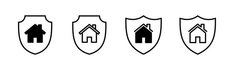 Home insurance icon set. home protection icon