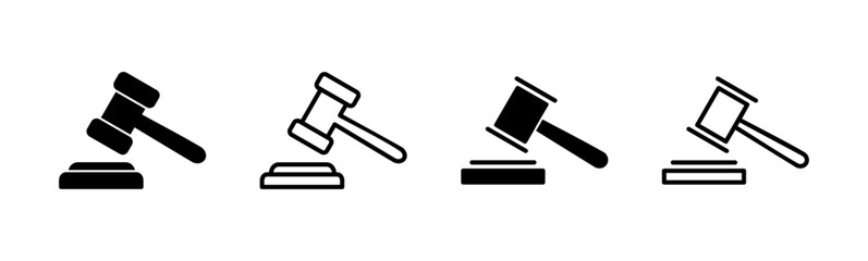 Gavel icon set. judge gavel icon vector. law icon vector. auction hammer