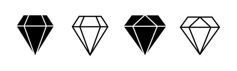 Diamond icon set. diamond gems vector icon.