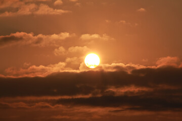 Close up view of sun hidden behind clouds photography