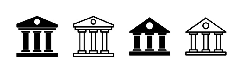 Bank icon set. bank vector icon, museum, university