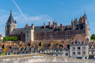 Views of old part of town of Gien is on the Loire river, in Loiret department, France