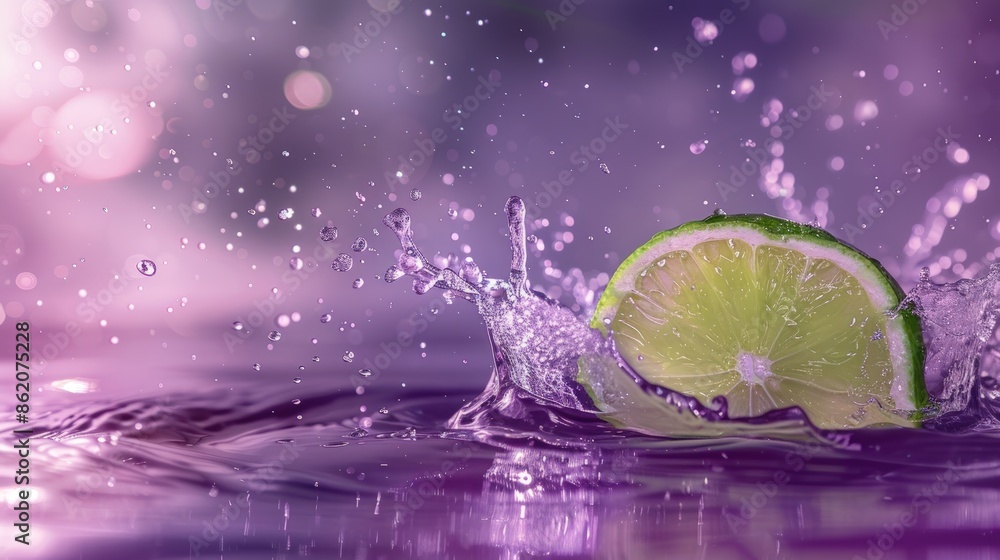 Poster a lime is floating in a pool of water. generate ai image