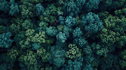 Aerial View of Forest with Green Trees
