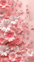 Serene Pink Floral Delight. Tranquil Spring Blossoms Concept