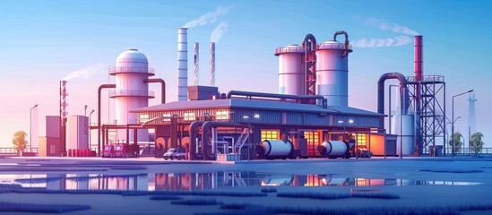 Obraz premium Industrial Complex at Dawn