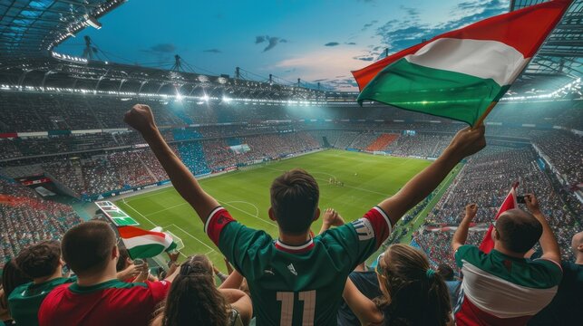 Crowds of supporters bearing the national flags and shirts of each country cheered enthusiastically in the stands at the championship match. - Powered by Adobe