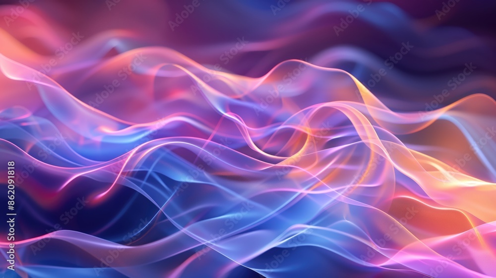 Poster vibrant 3d abstract background with flowing colorful waves and dynamic light effects