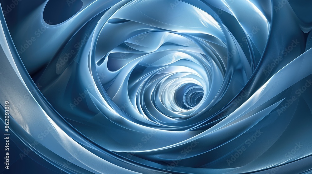 Poster abstract 3d background with fluid metallic blue swirls and dynamic depth for modern design