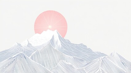 Line mountain sunrise and sunset creative landscape background