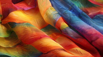 The rainforest becomes a canvas brushed with vibrant strokes of color as a rainbowhued fabric floats and flutters in the wind.
