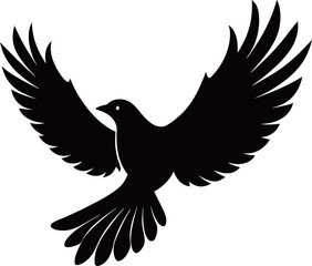 A graceful silhouette of a bird in flight, with outstretched wings and delicate feathers