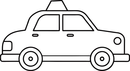 Black and White Cartoon Illustration of Taxi Car for Coloring Book