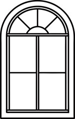 Black and White Cartoon Illustration of Window for Coloring Book