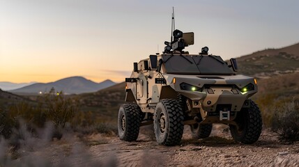 Fototapeta premium Autonomous Vehicles Transforming the Modern Battlefield Landscape