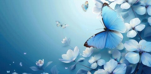 Tranquil Beauty. Delicate butterfly capturing the essence of serenity against a backdrop of calming blue...