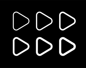 Play button line icon, video play symbol in line art style, multimedia play sign vector set, white on black background 