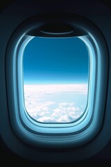 Airplane window, HD airplane windowsill, blue sky in the distance