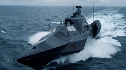 Fototapeta premium Cutting Edge Stealth Technology Revolutionizes Aircraft and Naval Warfare Capabilities