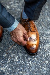 Person holding shoe