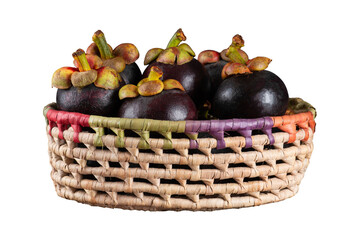 Fresh mangosteen fruit in a basket