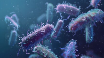 Fototapeta premium Detailed Microscopic View of Anthrax Bacteria Bacillus anthracis Cells and Spores