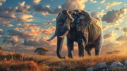 Fototapeta premium Majestic Elephants in Their Natural Habitat. Backgrounds of Elephants concept