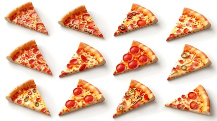 Detailed Pizza Slice Icon on Clean White Background