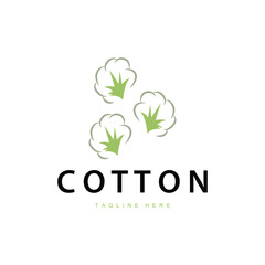 cotton logo design flower soft cotton organic plant textile material clothing illustration template