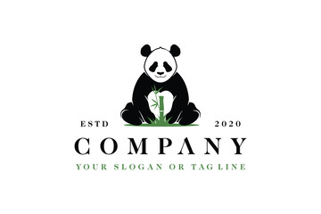 logo design panda silhouette panda vector template