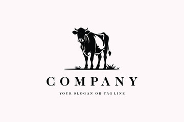concept logo design cow silhouette vector template