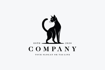 concept logo design cat silhouette vector template