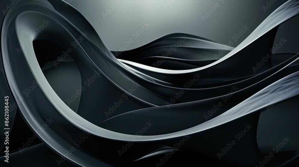 Aufkleber abstract curved shape in the dark a modern interpretation of minimalist artistic form and movement