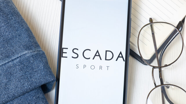 New York, USA - 21 June 2024: Escada Sport Logo on Phone Screen, Company Icon